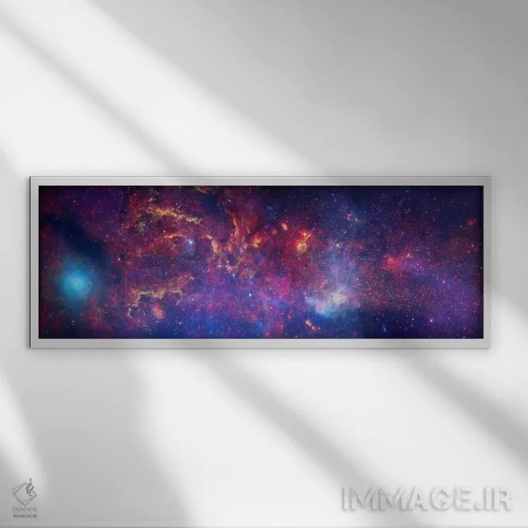 تابلو مرکز کهکشان راه شیری (چاندرا/هابل/اسپیتزر) اثر ناسا (آژانس فضایی آمریکا) - نمای قابدار سفید