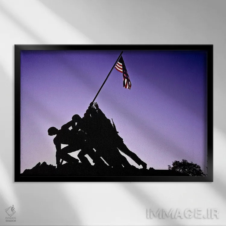 تابلو یادبود جنگ جهانی دوم ایوو جیما اثر هنرمند ناشناس - نمای قابدار مشکی