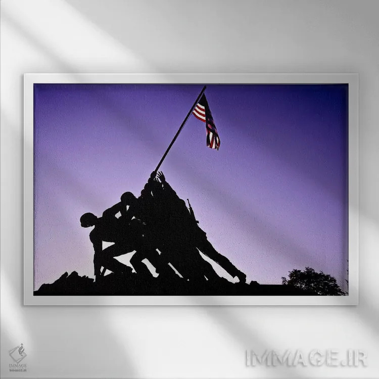 تابلو یادبود جنگ جهانی دوم ایوو جیما اثر هنرمند ناشناس - نمای قابدار سفید