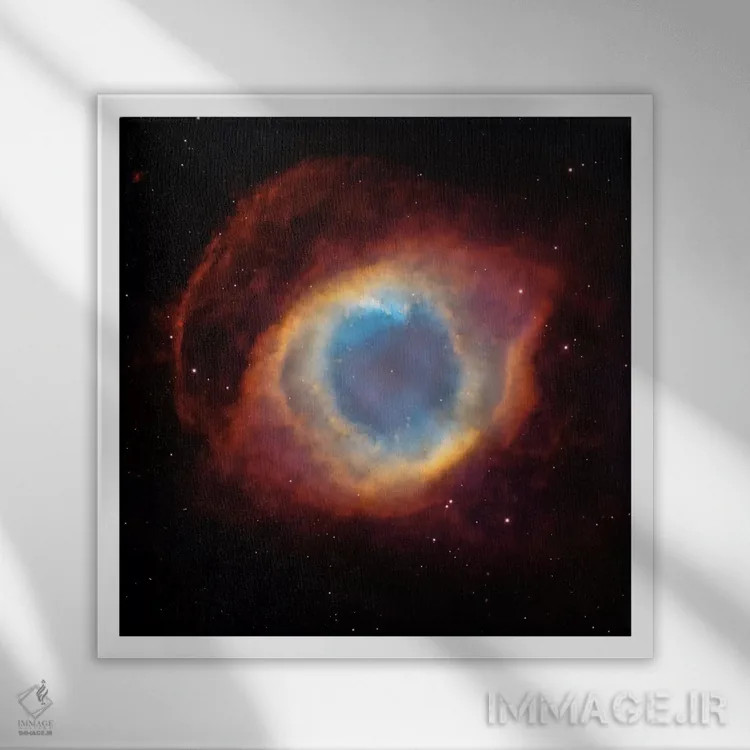 تابلو سحابی هلیکس (چشم خدا) (هابل) اثر ناسا (آژانس فضایی آمریکا) - نمای قابدار سفید