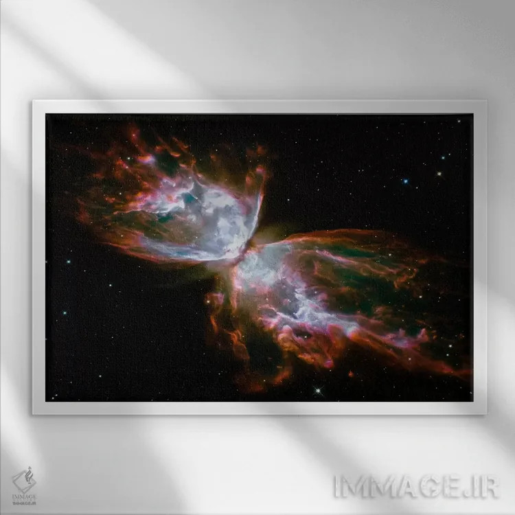 تابلو سحابی پروانه (هابل) اثر ناسا (آژانس فضایی آمریکا) - نمای قابدار سفید