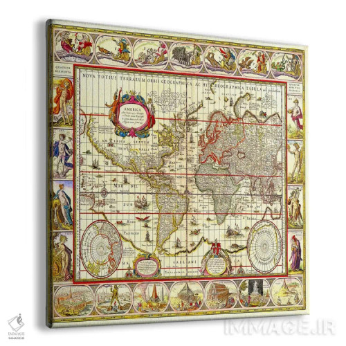 تابلو نقشه جهان اثر هنرمند ناشناس - نمای پرسپکتیو محصول