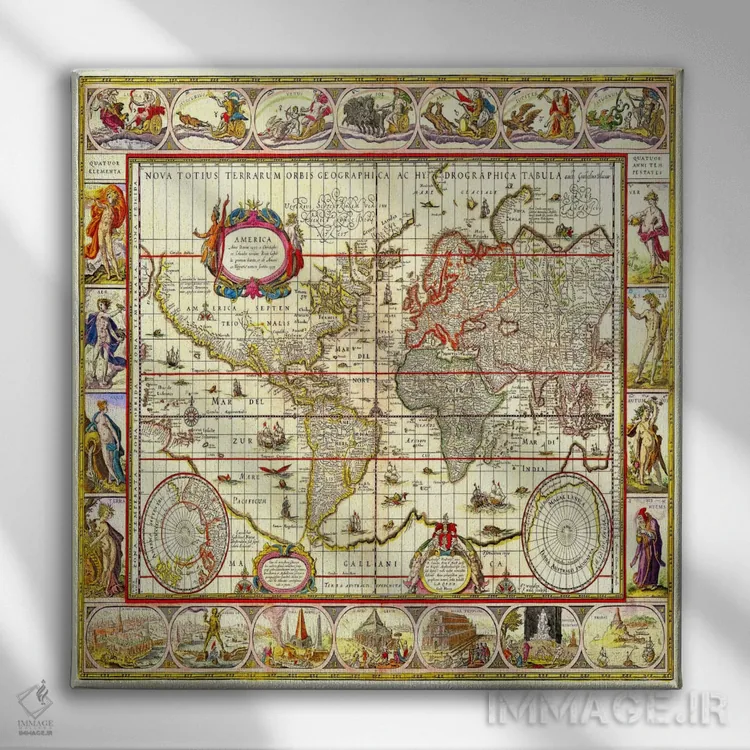 تابلو نقشه جهان اثر هنرمند ناشناس - نمای روبهرو روی دیوار