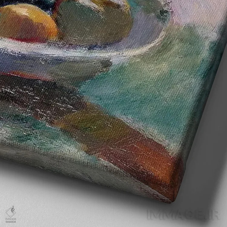 تابلو میوه و قوری قهوه اثر آنری ماتیس - نمای نزدیک بافت بوم