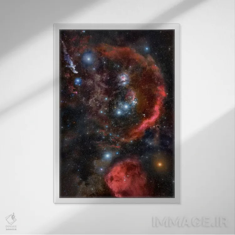 تابلو جبار شکارچی (تلسکوپ فضایی هابل) اثر ناسا (آژانس فضایی آمریکا) - نمای قابدار سفید