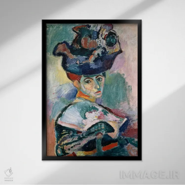 تابلو زن با کلاه (۱۹۰۵) اثر آنری ماتیس - نمای قابدار مشکی