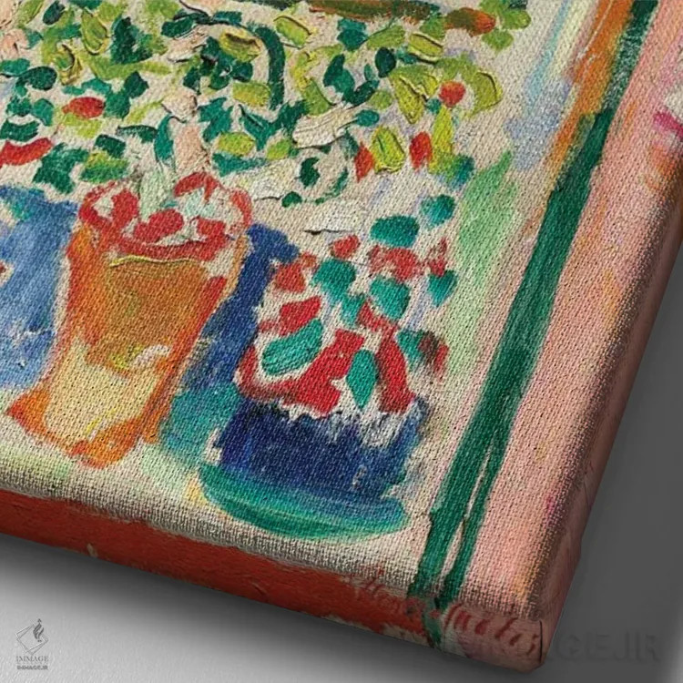 تابلو پنجره باز در کولیور (۱۹۰۵) اثر آنری ماتیس - نمای نزدیک بافت بوم
