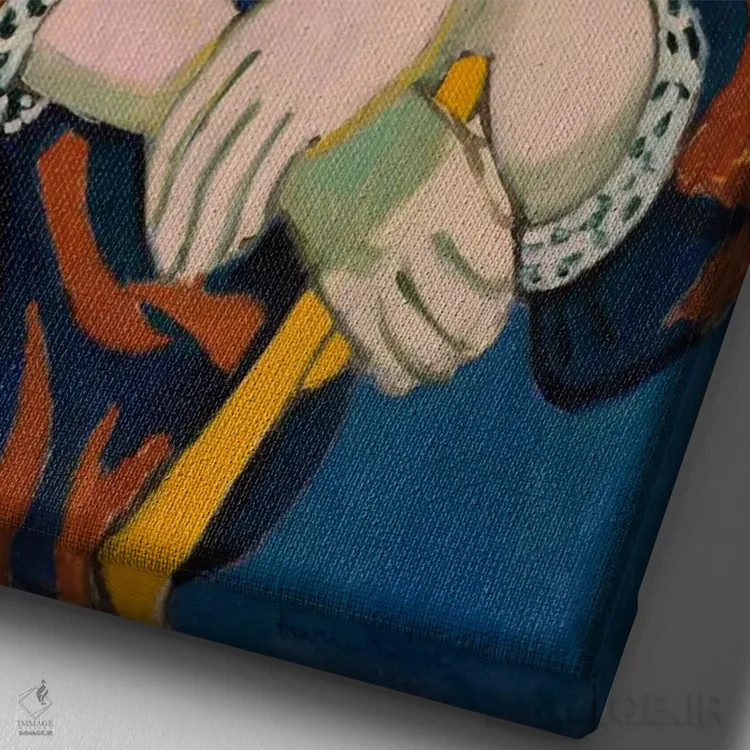 تابلو روسری مادراس قرمز (یا پوشش سر مادراس قرمز)، ۱۹۰۷ اثر آنری ماتیس - نمای نزدیک بافت بوم