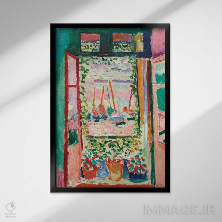 تابلو پنجره باز در کولیور (۱۹۰۵) اثر آنری ماتیس - نمای قابدار مشکی