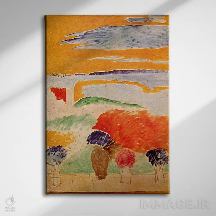 تابلو پنجرهای باز در طنجه (حدود ۱۹۱۲–۱۳) اثر آنری ماتیس - نمای روبهرو روی دیوار