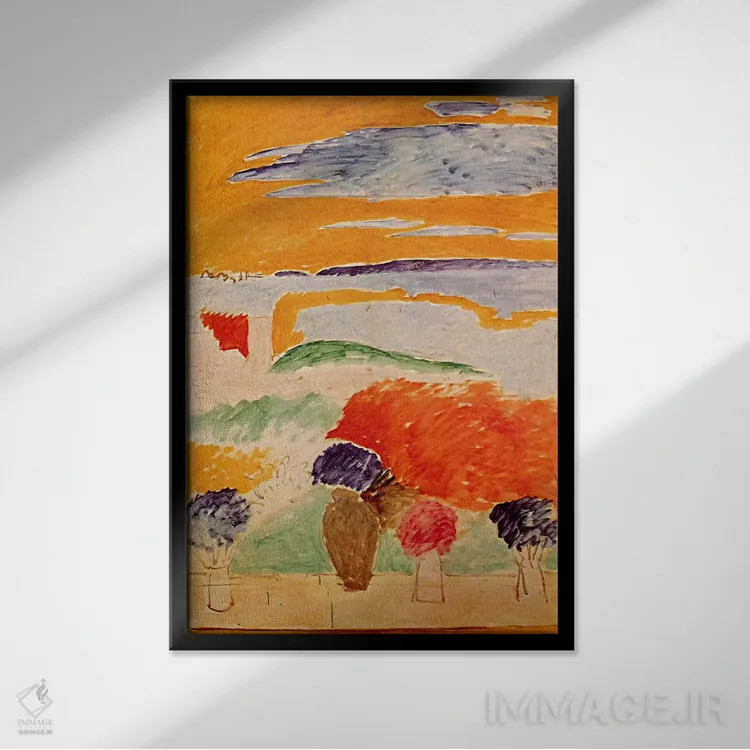 تابلو پنجرهای باز در طنجه (حدود ۱۹۱۲–۱۳) اثر آنری ماتیس - نمای قابدار مشکی