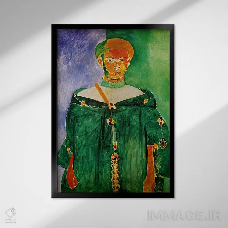 تابلو مراکشی با لباس سبز (۱۹۱۳) اثر آنری ماتیس - نمای قابدار مشکی