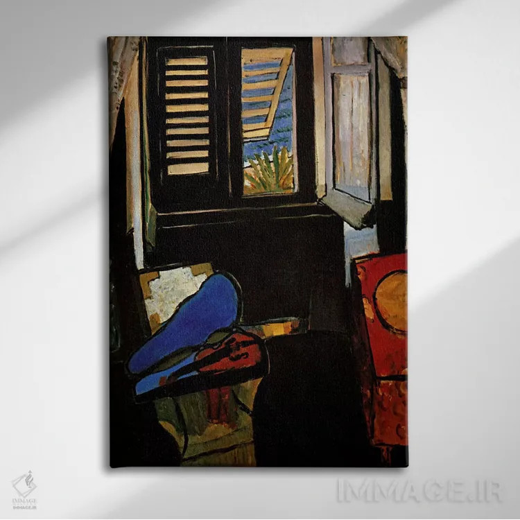 تابلو فضای داخلی با ویولن اثر آنری ماتیس - نمای روبهرو روی دیوار