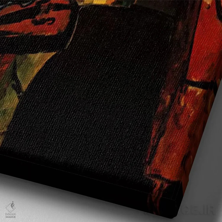 تابلو فضای داخلی با ویولن اثر آنری ماتیس - نمای نزدیک بافت بوم