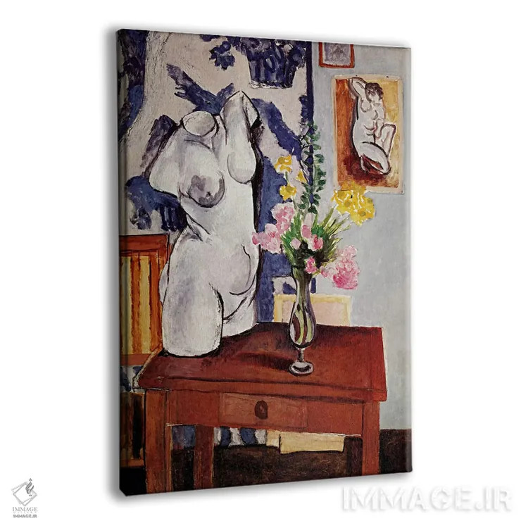 تابلو تنه گچی و دستهگل اثر آنری ماتیس - نمای پرسپکتیو محصول