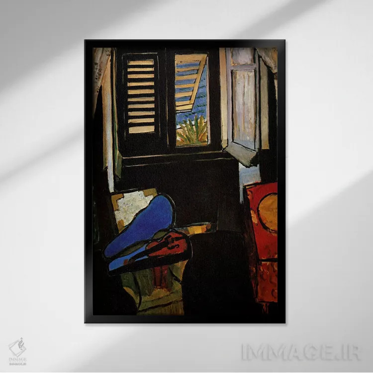 تابلو فضای داخلی با ویولن اثر آنری ماتیس - نمای قابدار مشکی