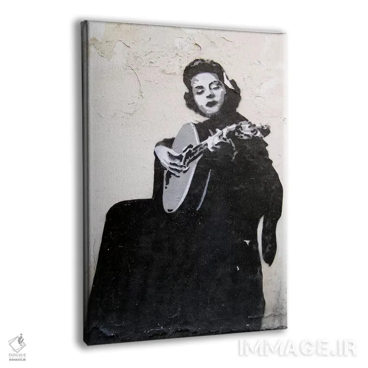 تابلو گیتاریست زن اثر هنرمند ناشناس - نمای پرسپکتیو محصول
