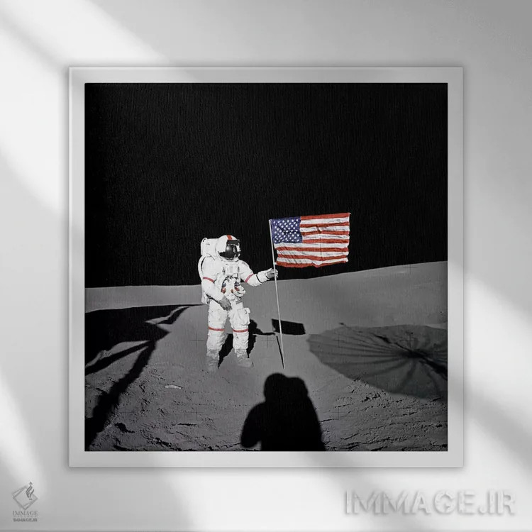 تابلو اپولو ۱۴ شپارد (فضانورد) اثر ناسا (آژانس فضایی آمریکا) - نمای قابدار سفید