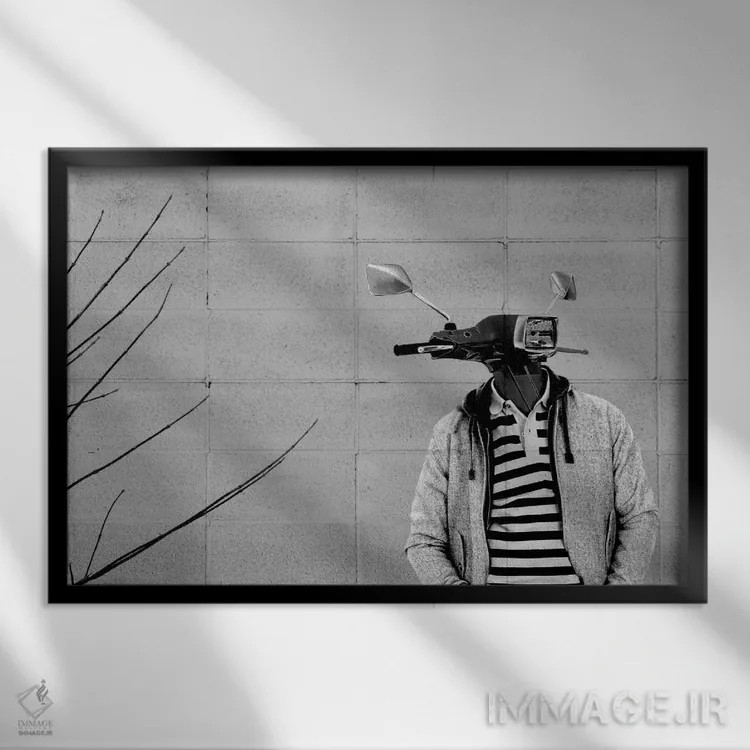 تابلو سر موتورگازی اثر هنرمند ناشناس - نمای قابدار مشکی