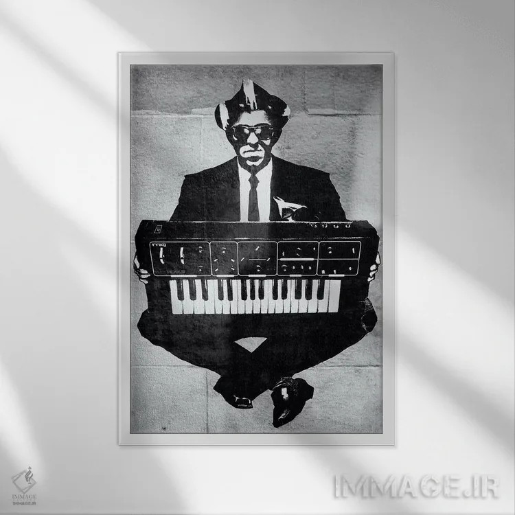 تابلو بیس خیابانی (سبک موسیقی) اثر هنرمند ناشناس - نمای قابدار سفید