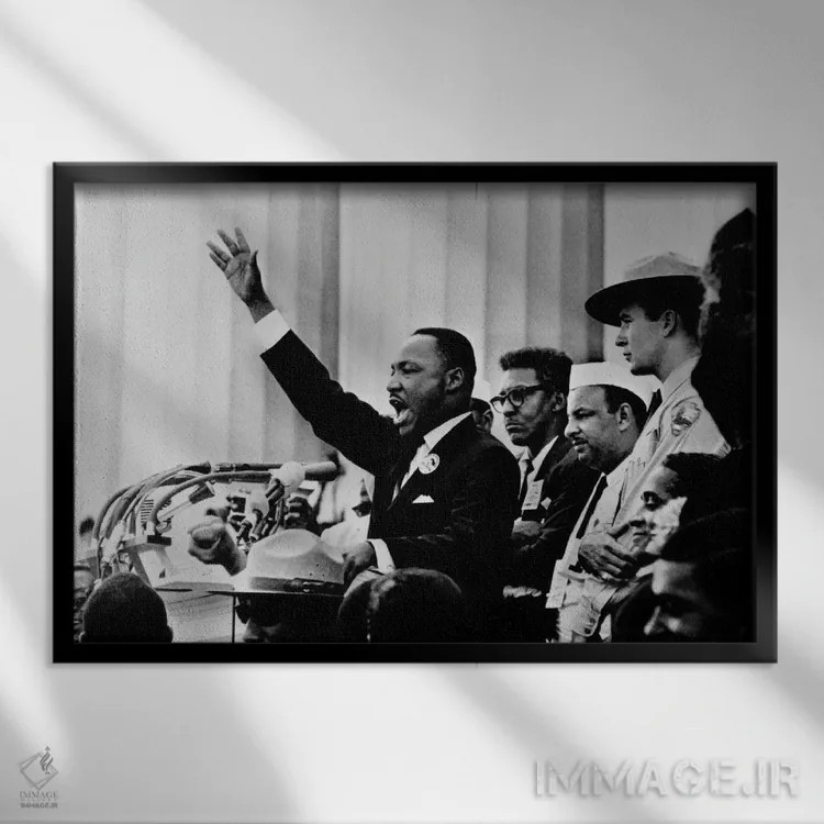 تابلو سخنرانی "رویا دارم" مارتین لوتر کینگ اثر هنرمند ناشناس - نمای قابدار مشکی