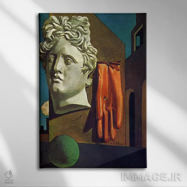 تابلو ترانه عشق اثر جورجو د کیریکو (نقاش ایتالیایی متافیزیک) - نمای روبهرو روی دیوار