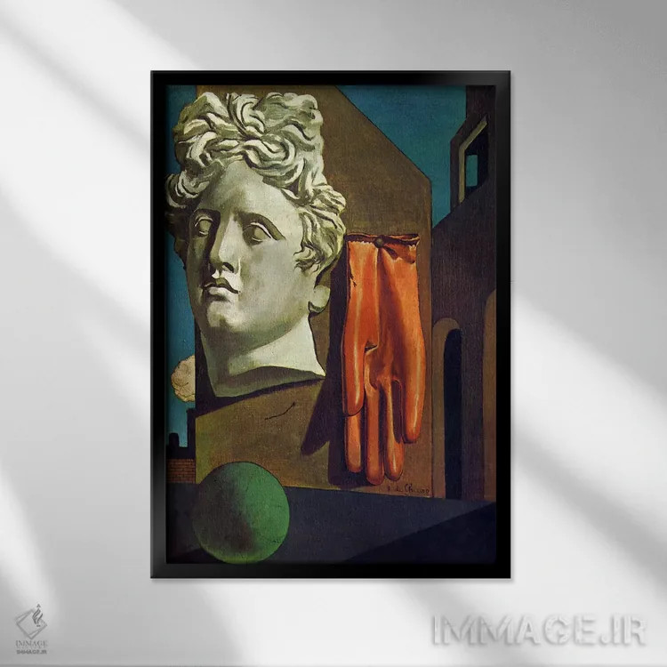 تابلو ترانه عشق اثر جورجو د کیریکو (نقاش ایتالیایی متافیزیک) - نمای قابدار مشکی