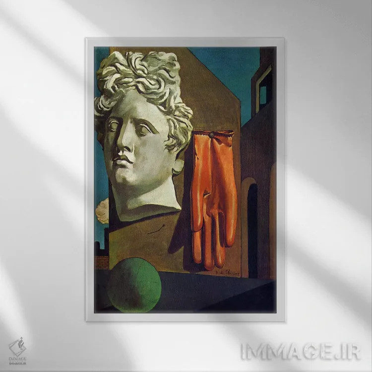 تابلو ترانه عشق اثر جورجو د کیریکو (نقاش ایتالیایی متافیزیک) - نمای قابدار سفید