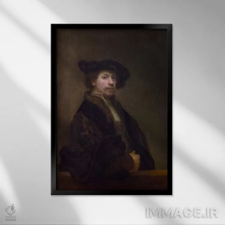 تابلو خودنگاره در سیوچهارسالگی، ۱۶۴۰ اثر رمبرانت فان رَین (نقاش بزرگ هلندی) - نمای قابدار مشکی