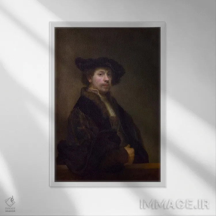 تابلو خودنگاره در سیوچهارسالگی، ۱۶۴۰ اثر رمبرانت فان رَین (نقاش بزرگ هلندی) - نمای قابدار سفید