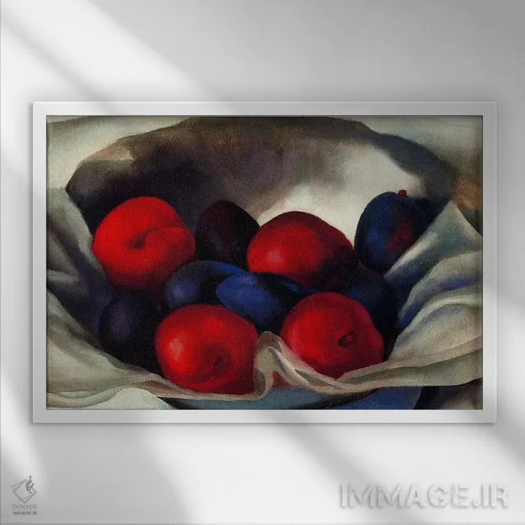 تابلو آلوها اثر جورجیا اوکیف (نقاش آمریکایی مکتب مدرنیسم) - نمای قابدار سفید