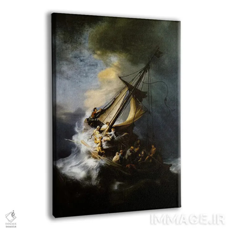 تابلو طوفان در دریای جلیل اثر رمبرانت فان رَین (نقاش بزرگ هلندی) - نمای پرسپکتیو محصول