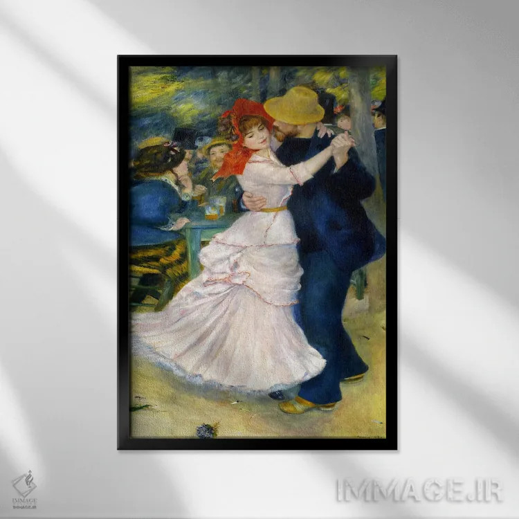 تابلو رقص در بوگیوال اثر پیر-اوگوست رنوار - نمای قابدار مشکی