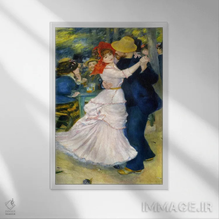 تابلو رقص در بوگیوال اثر پیر-اوگوست رنوار - نمای قابدار سفید