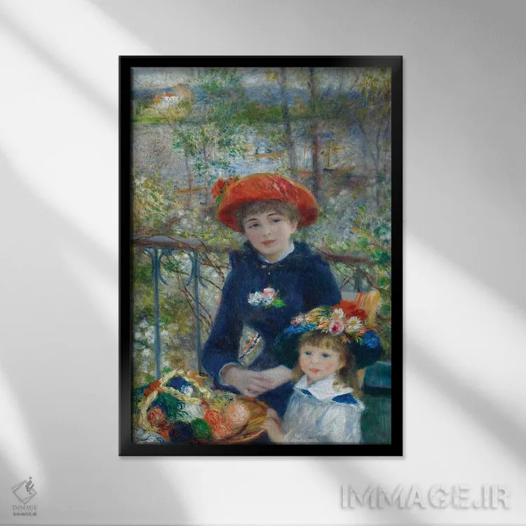 تابلو دو خواهر (روی تراس)، ۱۸۸۱ اثر پیر-اوگوست رنوار - نمای قابدار مشکی