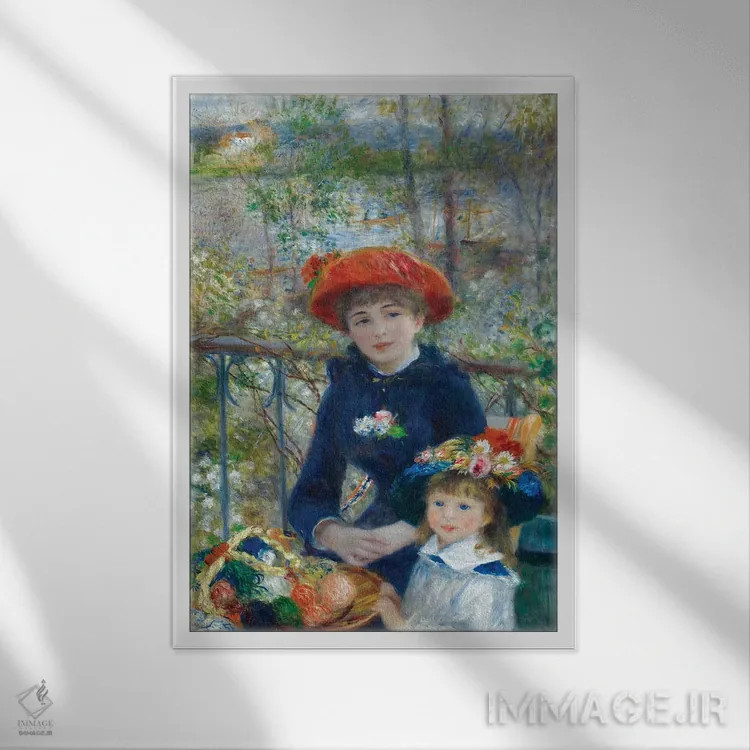 تابلو دو خواهر (روی تراس)، ۱۸۸۱ اثر پیر-اوگوست رنوار - نمای قابدار سفید