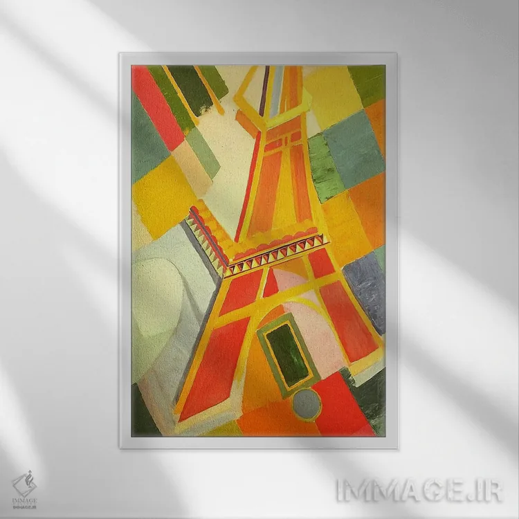 تابلو برج ایفل اثر رابرت دولونه (نقاش فرانسوی) - نمای قابدار سفید