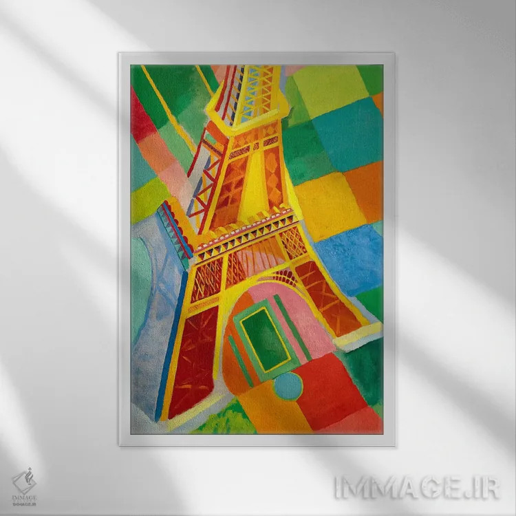 تابلو برج ایفل اثر رابرت دولونه (نقاش فرانسوی) - نمای قابدار سفید