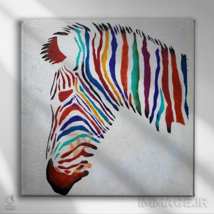 تابلو گرافیتی گورخر اثر هنرمند ناشناس - نمای روبهرو روی دیوار