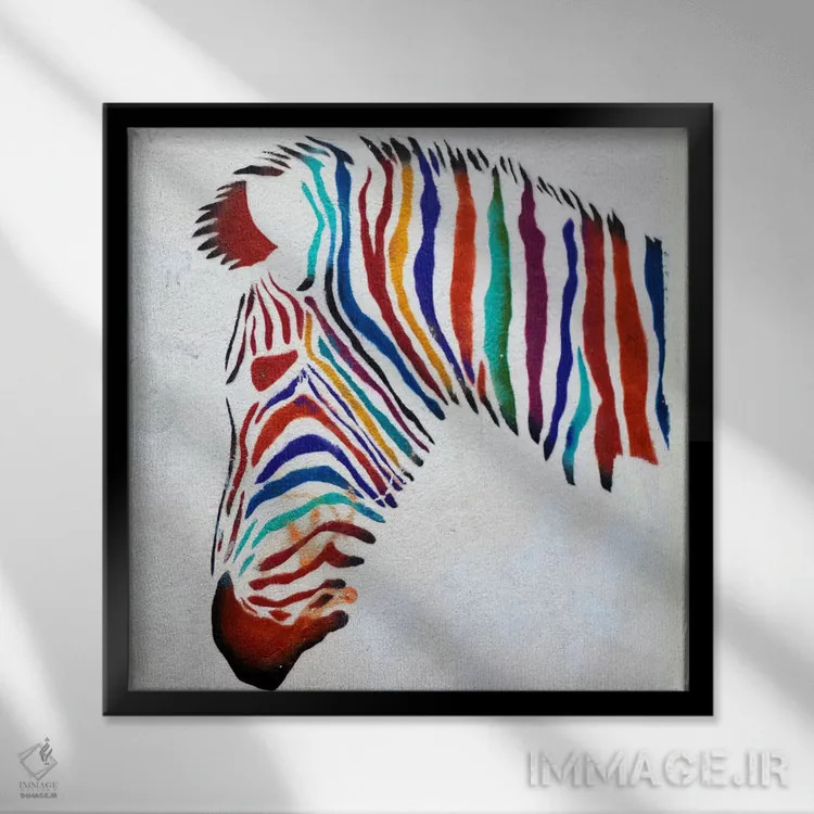 تابلو گرافیتی گورخر اثر هنرمند ناشناس - نمای قابدار مشکی