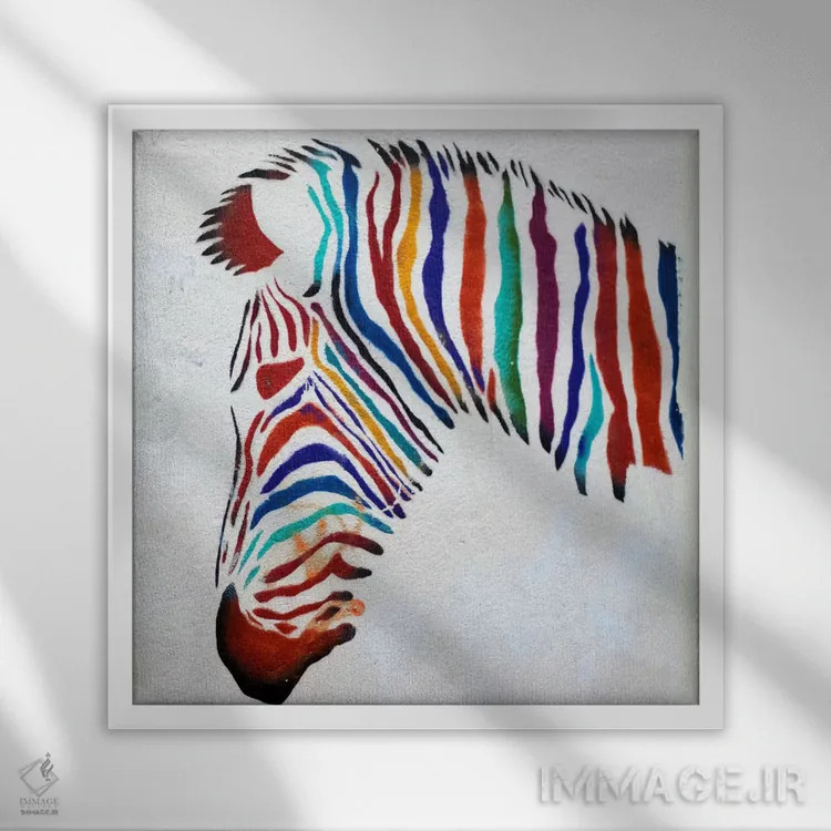 تابلو گرافیتی گورخر اثر هنرمند ناشناس - نمای قابدار سفید