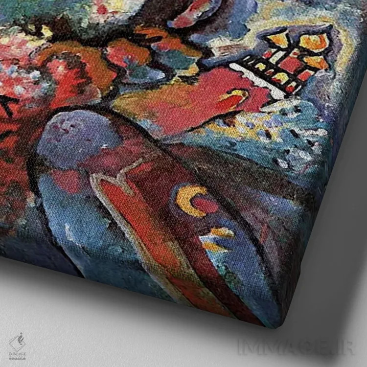 تابلو مسکو ۲ اثر واسیلی کانباورسکی (نقاش روس بنیانگذار انتزاعی) - نمای نزدیک بافت بوم