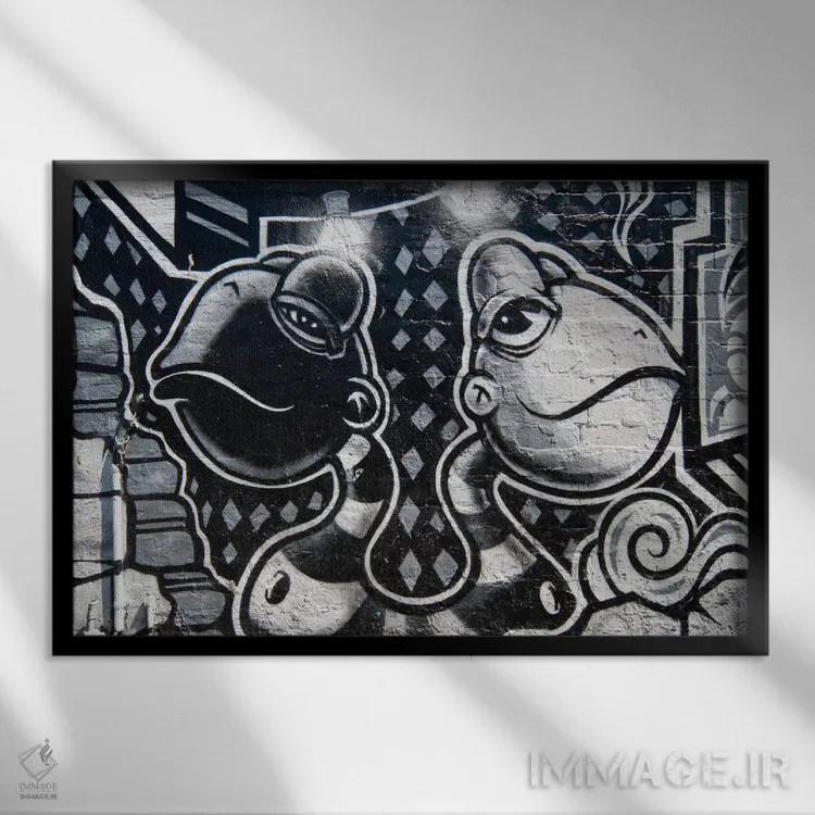 تابلو دو سر بهتر از یکی است اثر هنرمند ناشناس - نمای قابدار مشکی