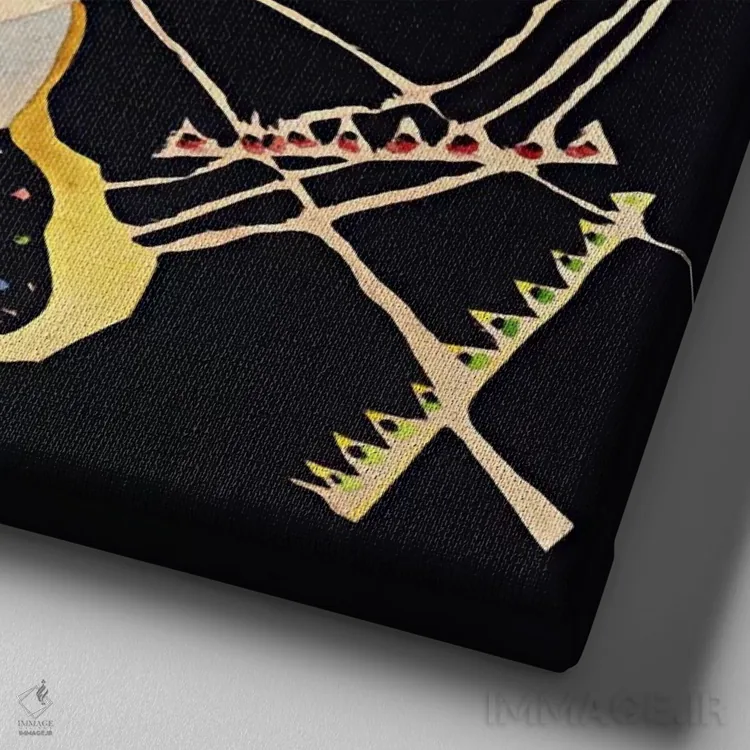 تابلو مطالعهای برای "دایرهها روی سیاه" اثر واسیلی کانباورسکی (نقاش روس بنیانگذار انتزاعی) - نمای نزدیک بافت بوم