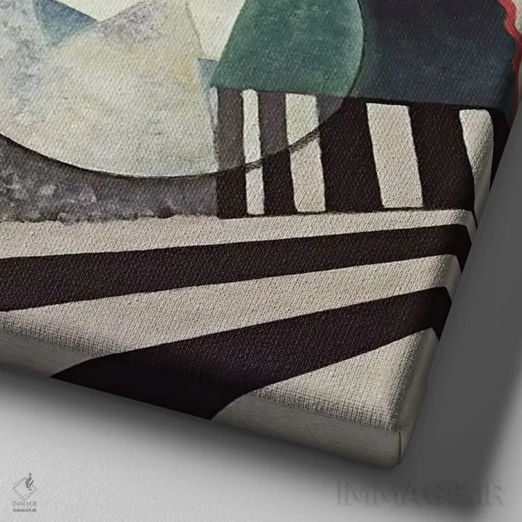 تابلو ترکیببندی سبز اثر واسیلی کانباورسکی (نقاش روس بنیانگذار انتزاعی) - نمای نزدیک بافت بوم