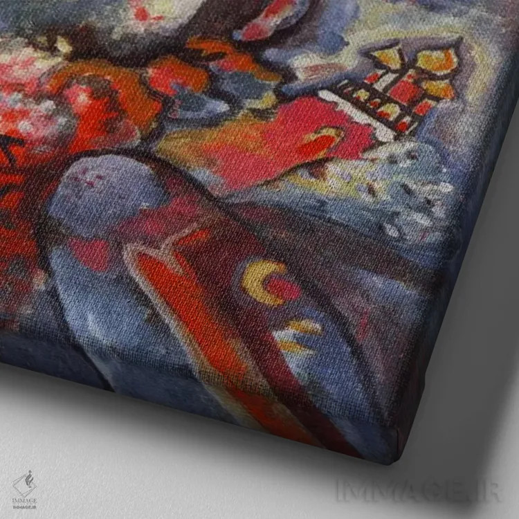 تابلو مسکو (شهر) اثر واسیلی کانباورسکی (نقاش روس بنیانگذار انتزاعی) - نمای نزدیک بافت بوم