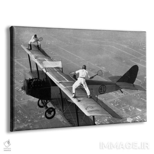 تابلو تنیس بازی روی هواپیمای دوباله در سال ۱۹۲۵ اثر هنرمند ناشناس - نمای پرسپکتیو محصول