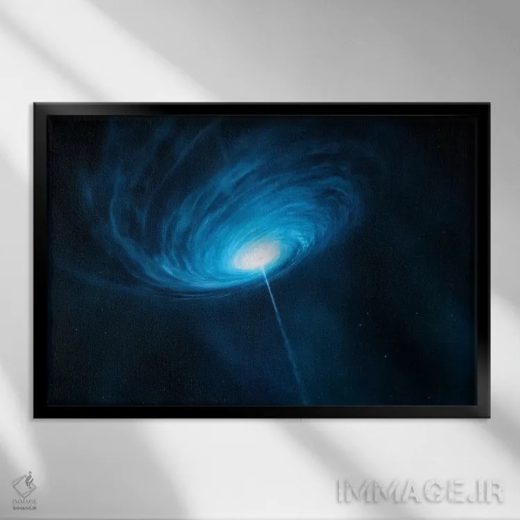 تابلو اختروش کهکشان دوردست ۳C 279 اثر رصدخانه جنوبی اروپا (ESO) (سازمان نجومی) - نمای قابدار مشکی