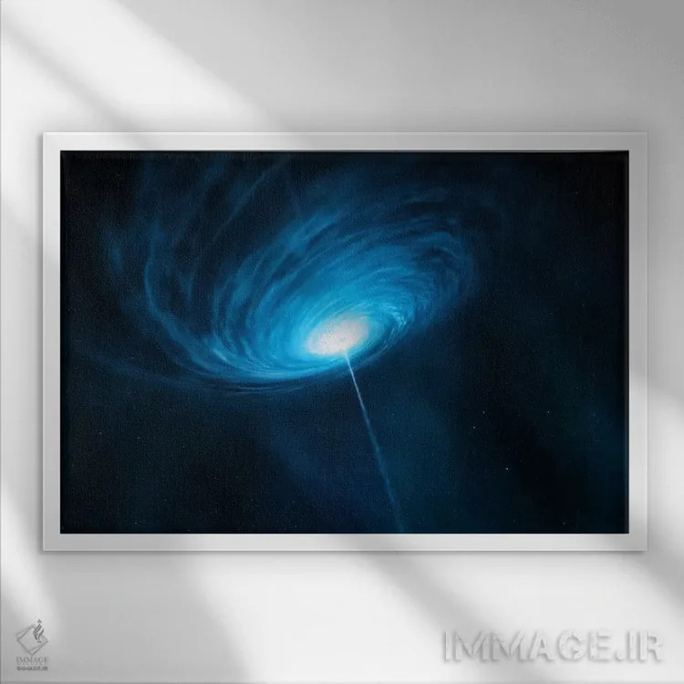 تابلو اختروش کهکشان دوردست ۳C 279 اثر رصدخانه جنوبی اروپا (ESO) (سازمان نجومی) - نمای قابدار سفید