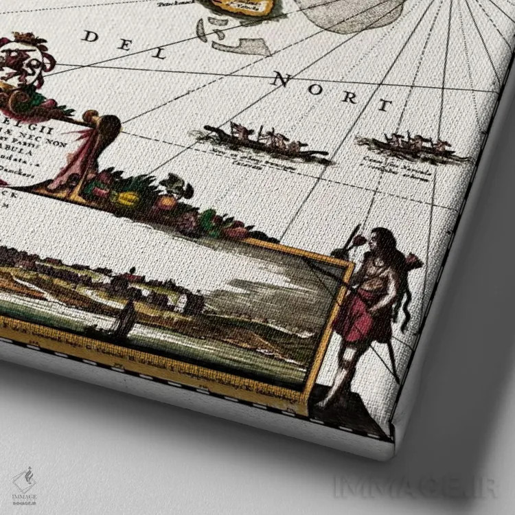 تابلو نقشه قدیمی از کنتیکت، مین، مریلند، ماساچوست، نیوهمپشر، نیوجرسی و نیویورک اثر هنرمند ناشناس - نمای نزدیک بافت بوم